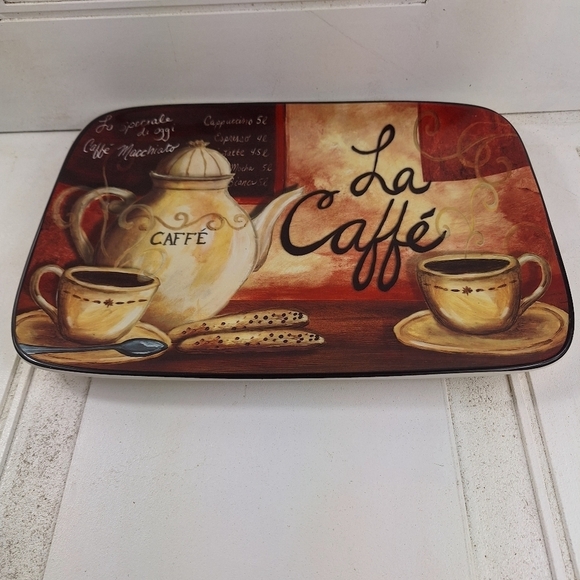 Certified International Italian "La Caffe" Elongated Platter  "13 1/2 x 10"Inch - Picture 5 of 6